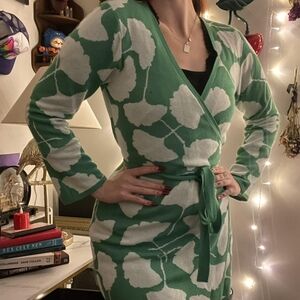 Diane Von Furstenburg X Target Knit Ginkgo Leaf Wrap Tunic Top